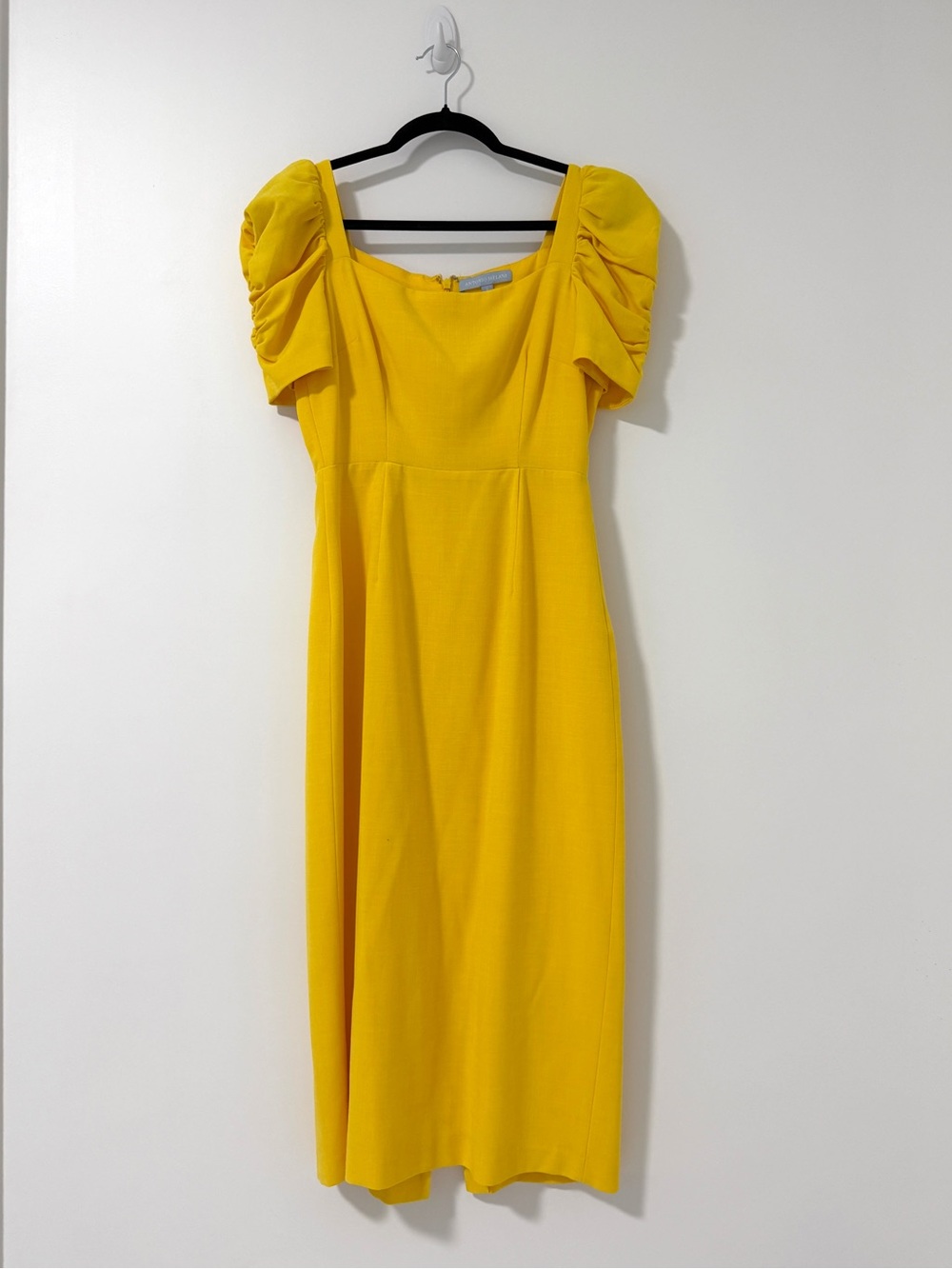 ANTONIO MELANI Yellow Puff Sleeve Midi Dress